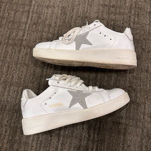 Purestar Golden Goose Sneakers grey sparkle star platform